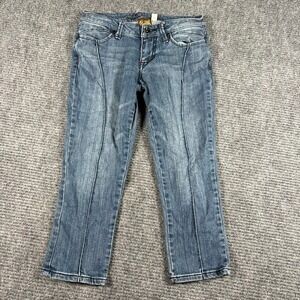 Vtg YMI Premium Capris Women 5 Blue Excellent Pintuck Seam Low Rise Y2K Denim